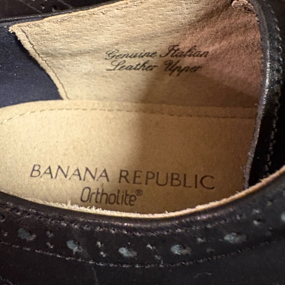 Men’s Banana Republic Black Leather Dress Shoes with Brown Welt Size 8.5 - Picture 5 of 14